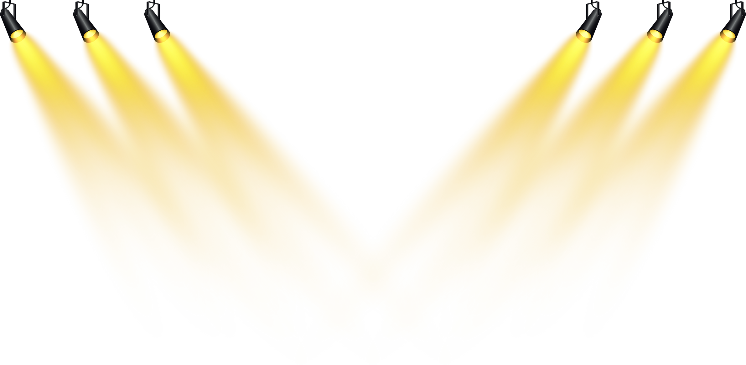 Bright Yellow Spotlights. Scene. Light Effects. Glow light effect. Glowing lamps.